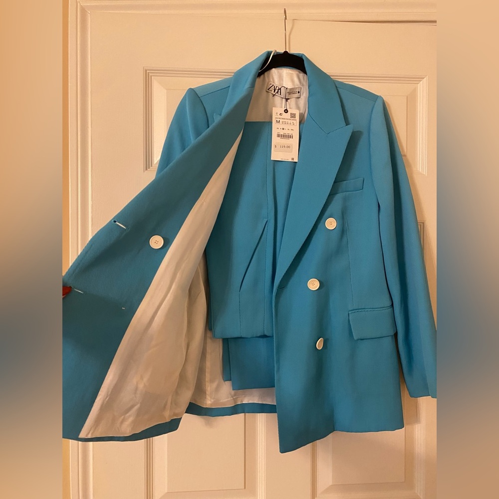 Turquoise Woman Pant Suit